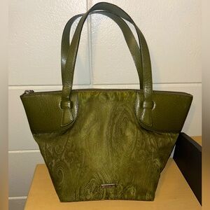 ETRO Paisley Green Fabric and Leather Bag
